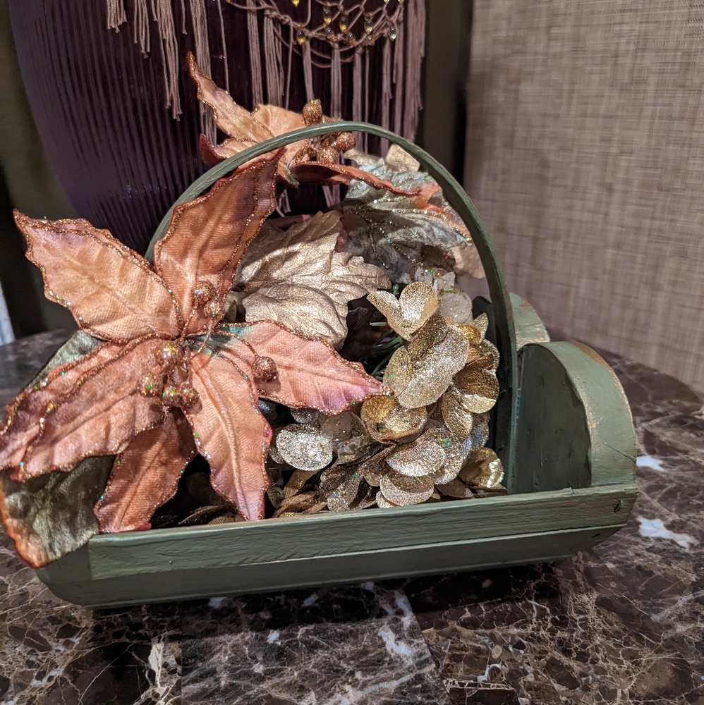 Wooden Basket with flowers
